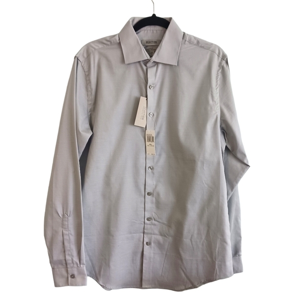 Size Medium Kenneth Cole Reaction Mens Dress Shirt  Steel 34-35  15 1/2 Slim Fit - Picture 1 of 5